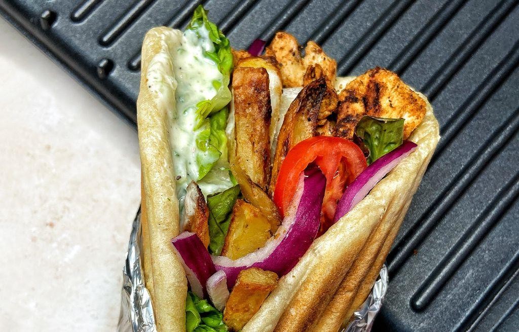 Vegetarian Gyro with Grilled Halloumi