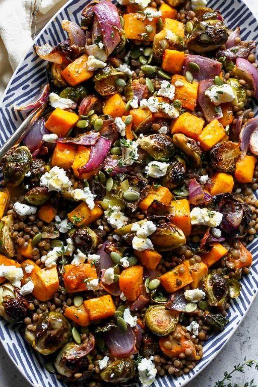 Warm French Lentil Salad with Roasted Vegetables
