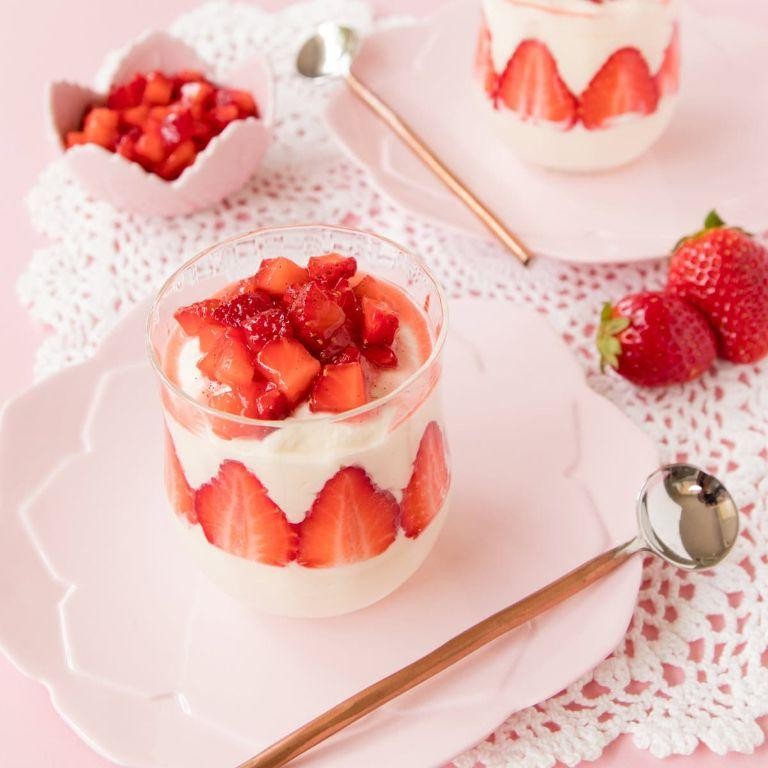 White Chocolate Bavarian Cream with Strawberries