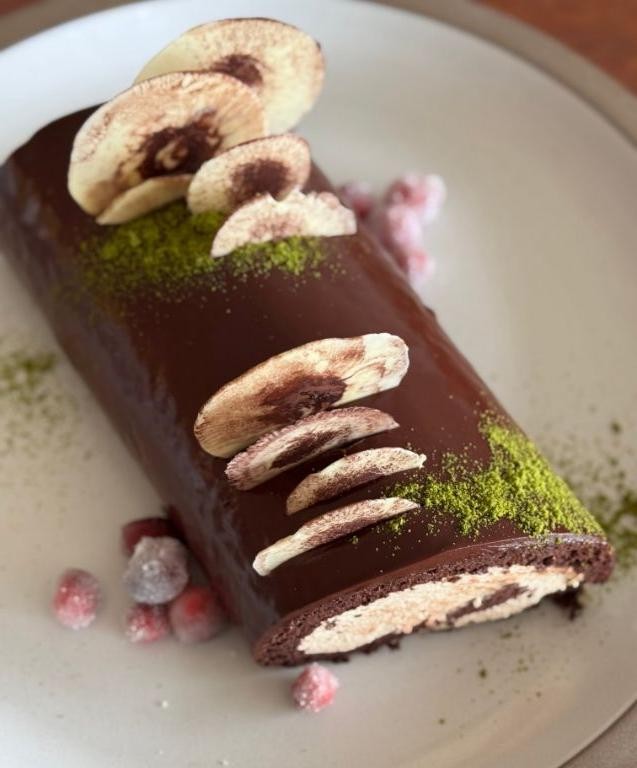 White Chocolate Cranberry Buche de Noel