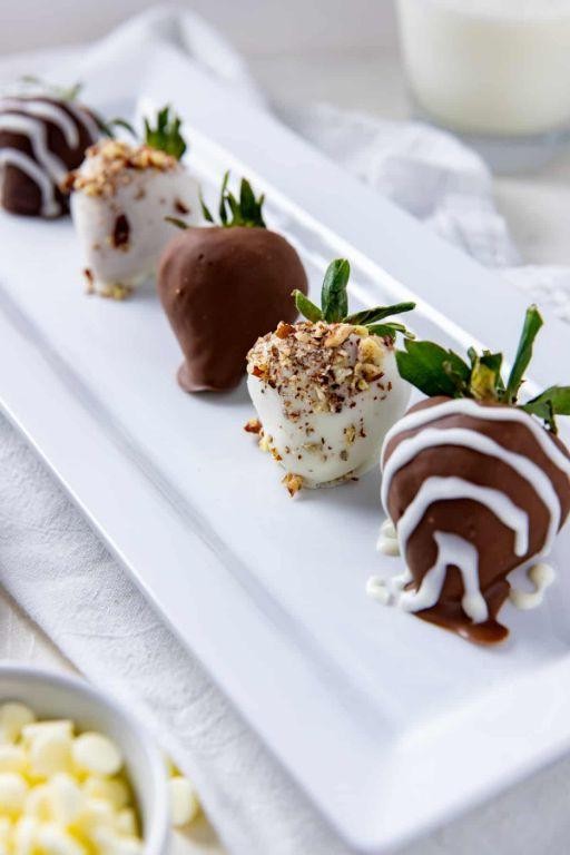 White Chocolate Dipped Strawberries with Crushed Pecans
