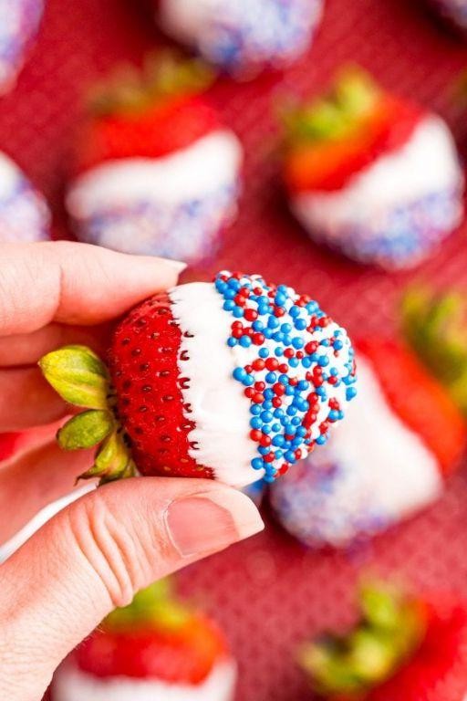 White Chocolate Dipped Strawberries with Sprinkles