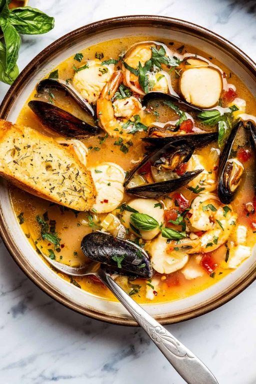 White Wine Bouillabaisse with Leeks