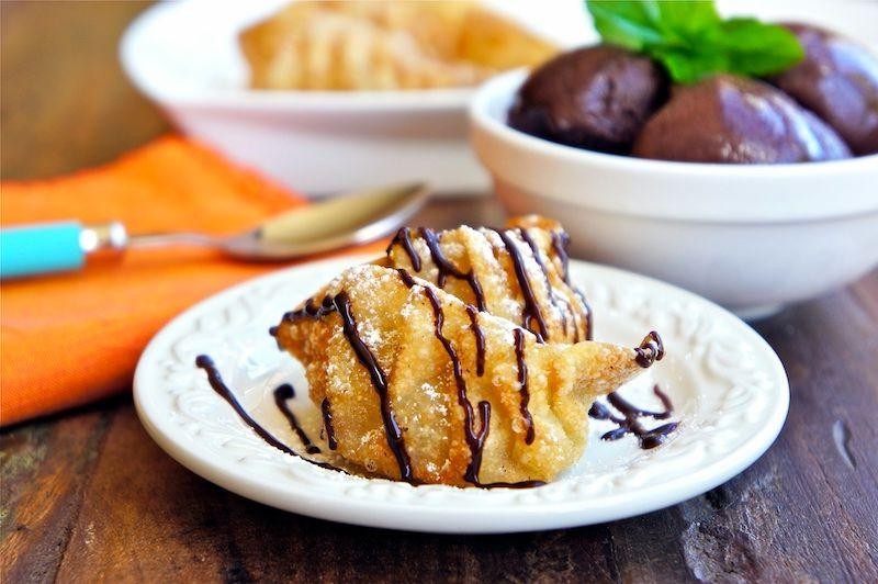 Wonton Wrapper Chocolate Banana Dumplings