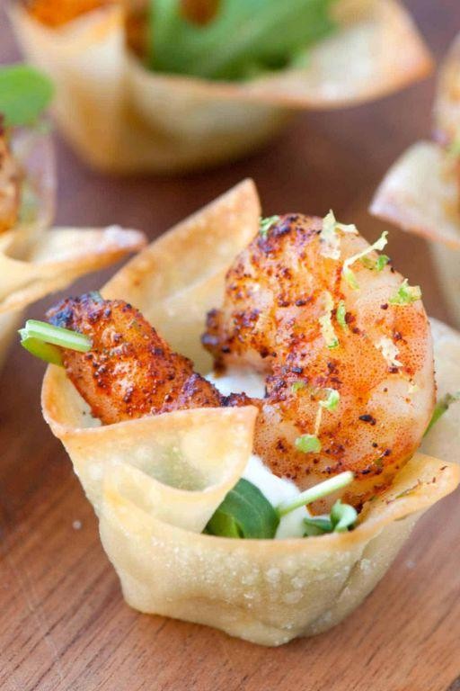 Wonton Wrapper Shrimp Baskets