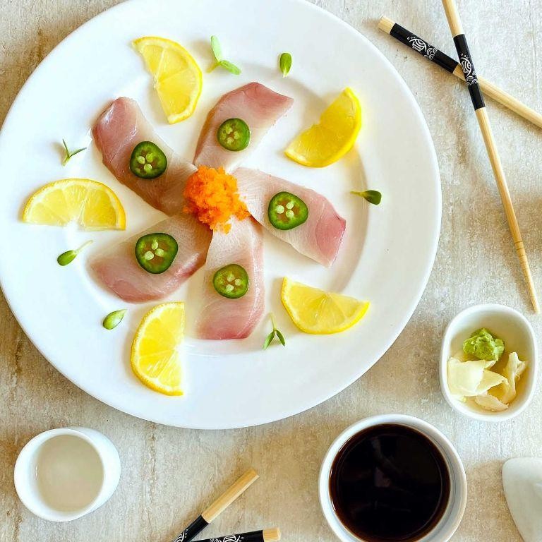 Yellow Tail Snapper Sashimi with Ponzu Sauce