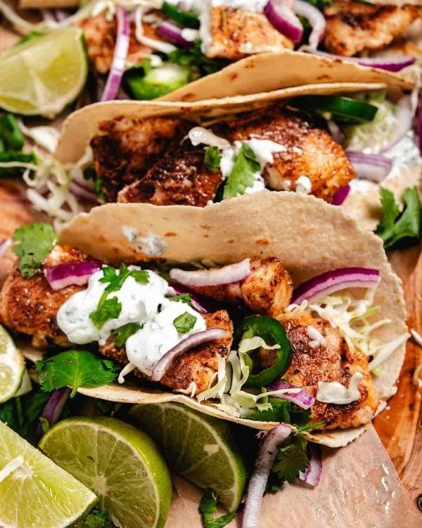 Yellow Tail Snapper Tacos with Lime Crema