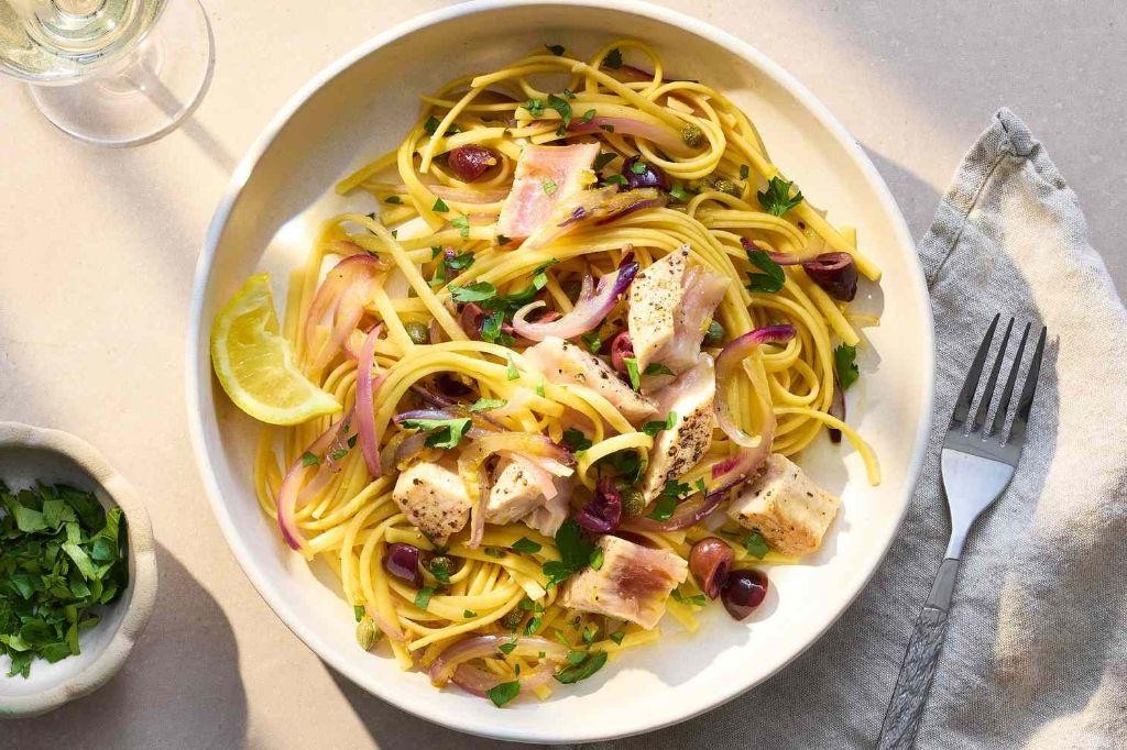 Yellow Tail Tuna Pasta with Lemon Caper Sauce
