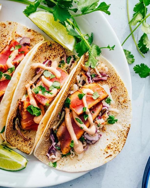Yellow Tail Tuna Tacos with Chipotle Slaw