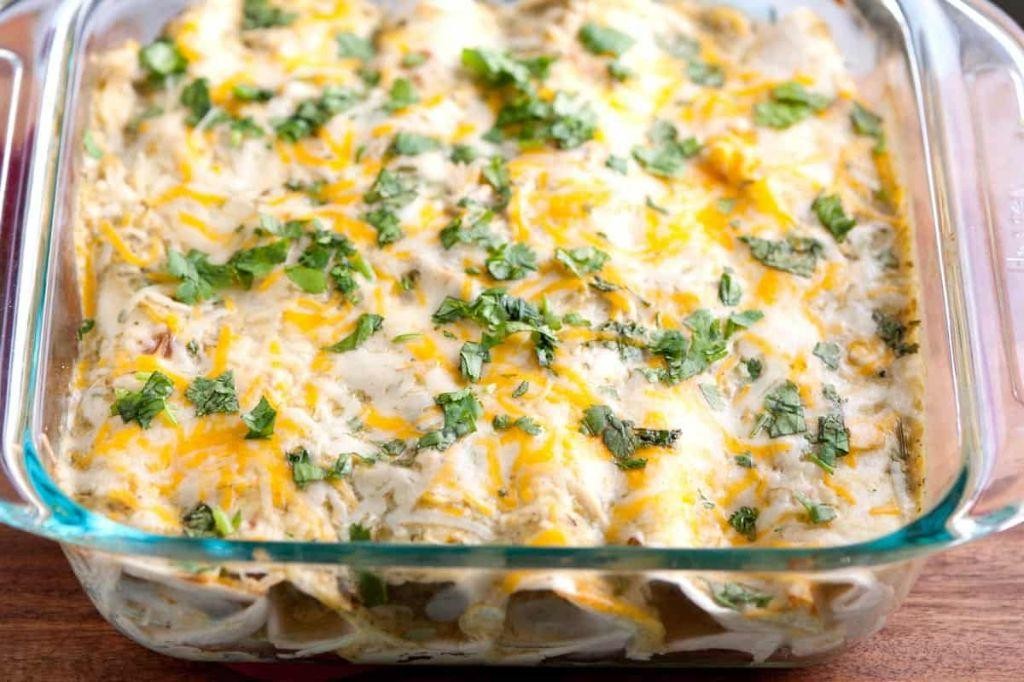 Zesty Salsa Verde Chicken Enchiladas