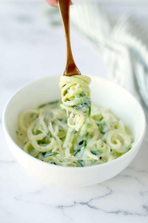 Zucchini Noodles with Light Alfredo Sauce