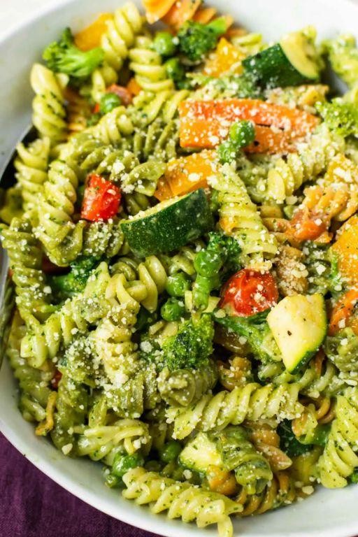 Zucchini Pasta Primavera with Pesto