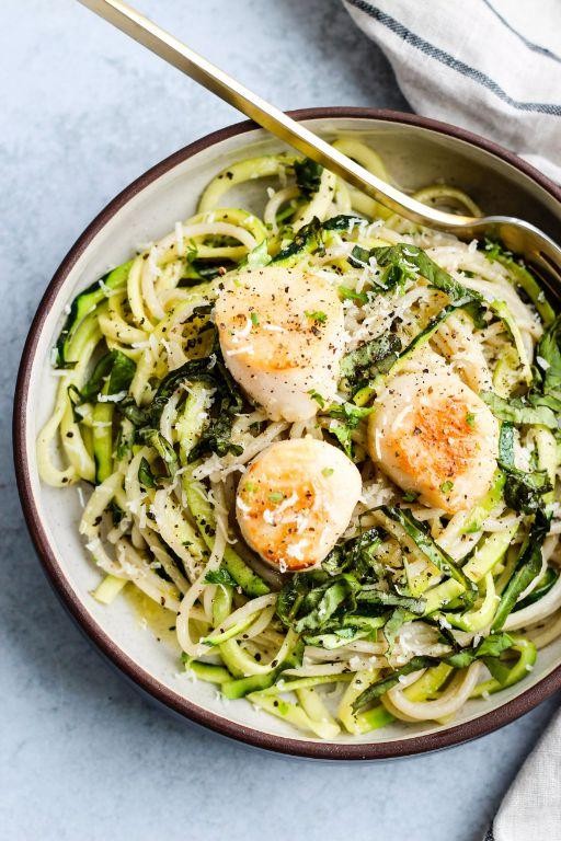 Zucchini Pasta with Garlic Butter Scallops