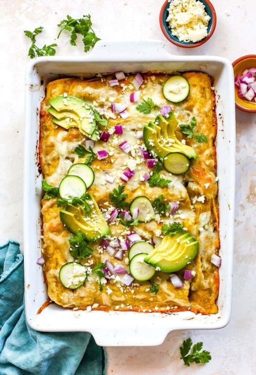 Zucchini and Corn Veggie Enchiladas