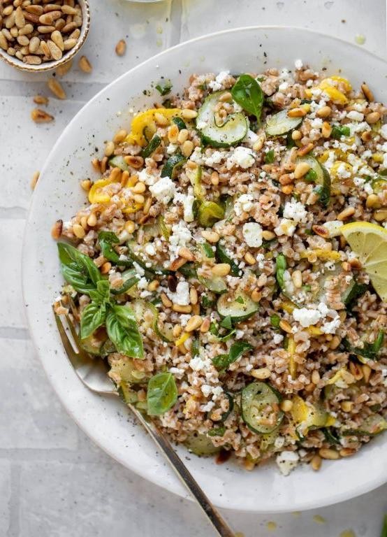Zucchini and Farro Salad with Lemon Herb Dressing