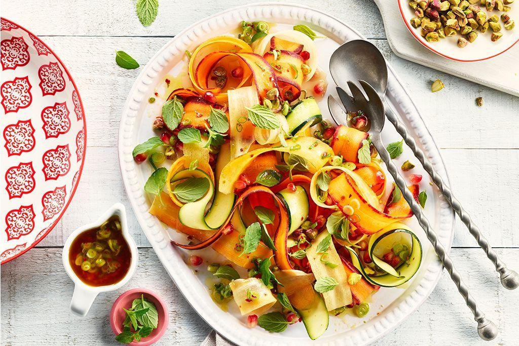 Zucchini and Pomegranate Salad with Pistachios
